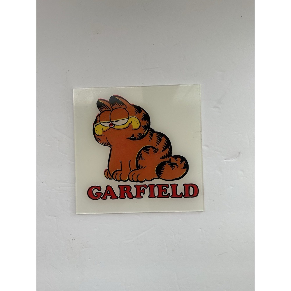 Vintage 1980s Garfield Reverse Painted Glass Carnival Prize Art 6" Display